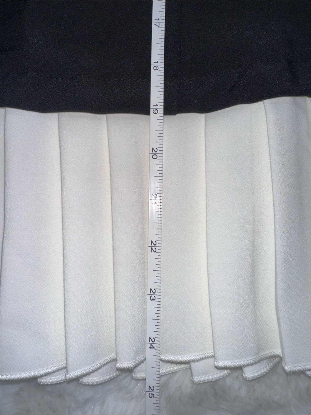 Strapless Black Mini Dress with White Pleated Hem - Picture 9 of 9